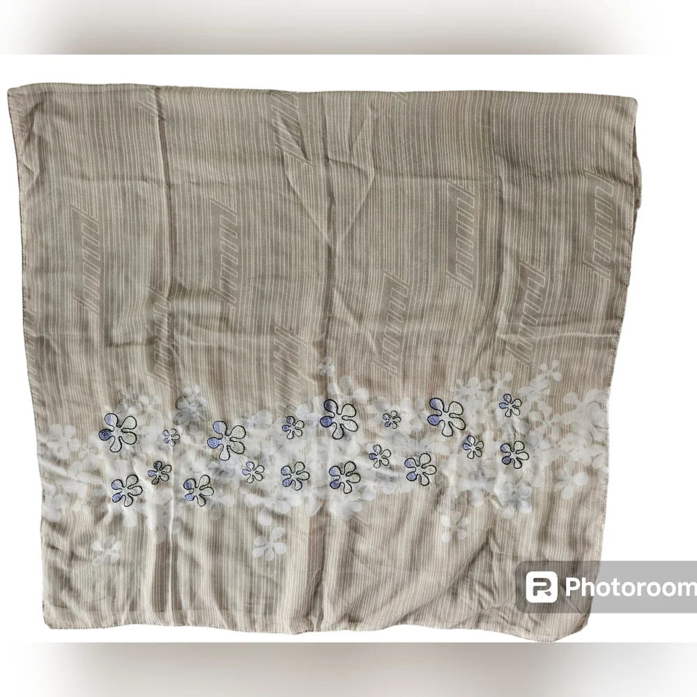LEITH Embroidered Pop Art Floral Border Scarf / Wrap | 73